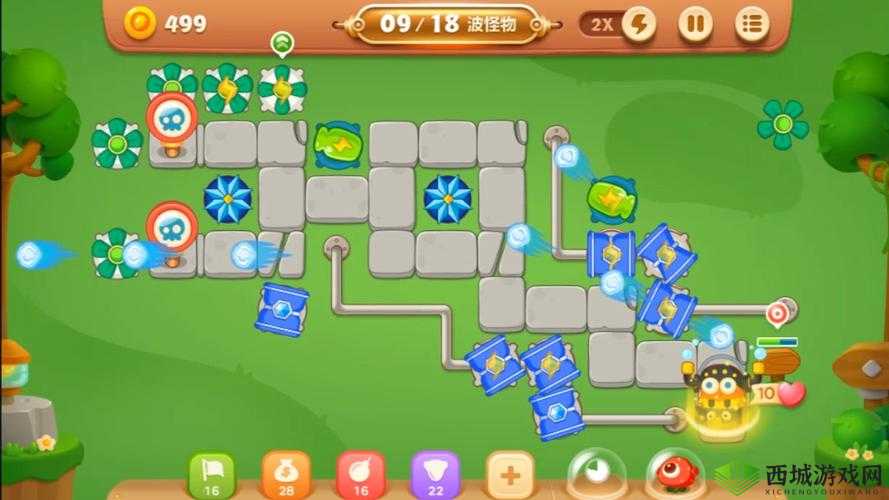 保卫萝卜 3 公园主题 19 关攻略：巧用炮塔布阵，轻松过关